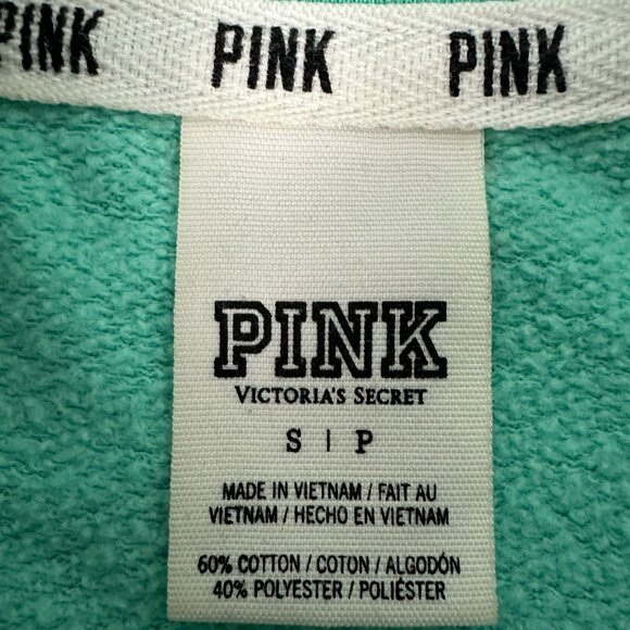 Victoria's Secret PINK Women's Size S Green 1/4 Zip Sweatshirt - Picture 3 of 4